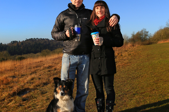 James and Claire with their dog on a reserve