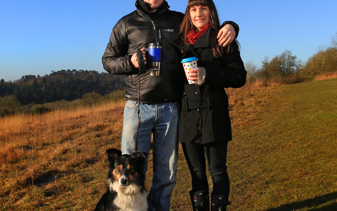 James and Claire with their dog on a reserve