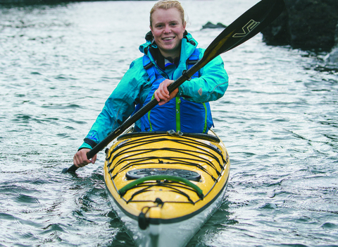 Erin in a sea kayak